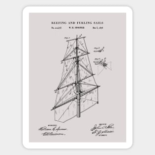 Ship's Sail Rigging Patent Image 1878 Magnet